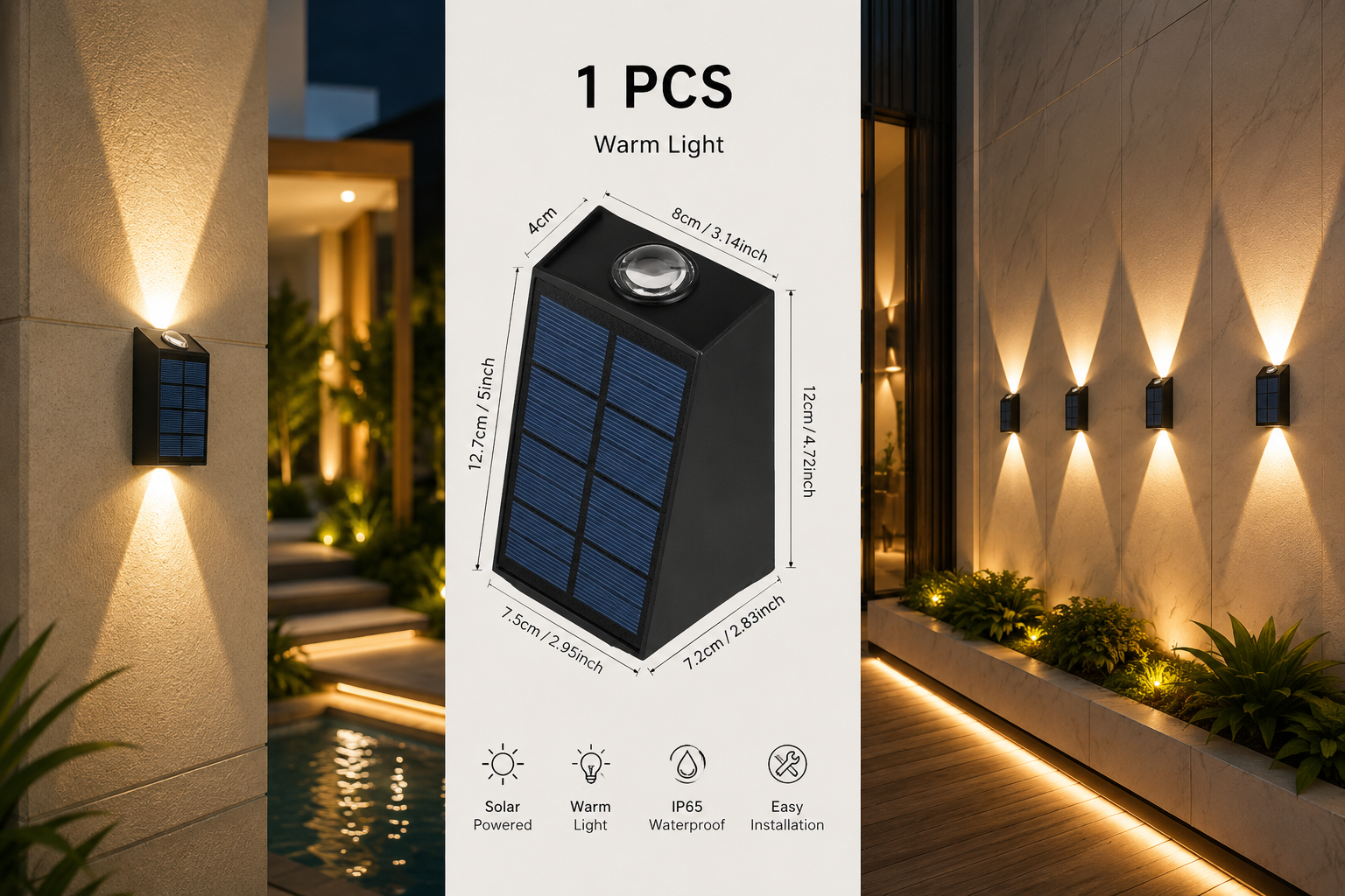 Solar LED Wall Light – IP65 Up & Down Beam