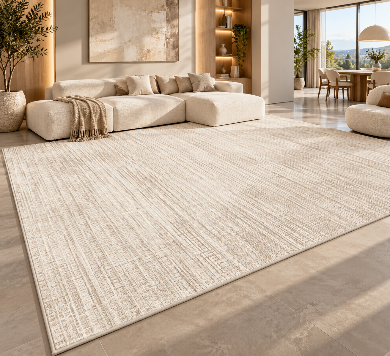 Modern Striped Area Rug | 100% Polyester | Non-Slip PVC Backing | 12 Colors | Custom Sizes