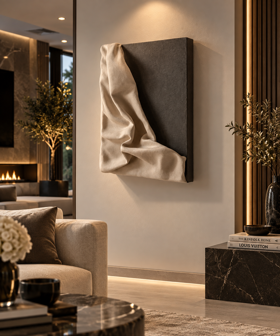 Abstract Minimalist Wall Mural – Composite Resin Hanging Art