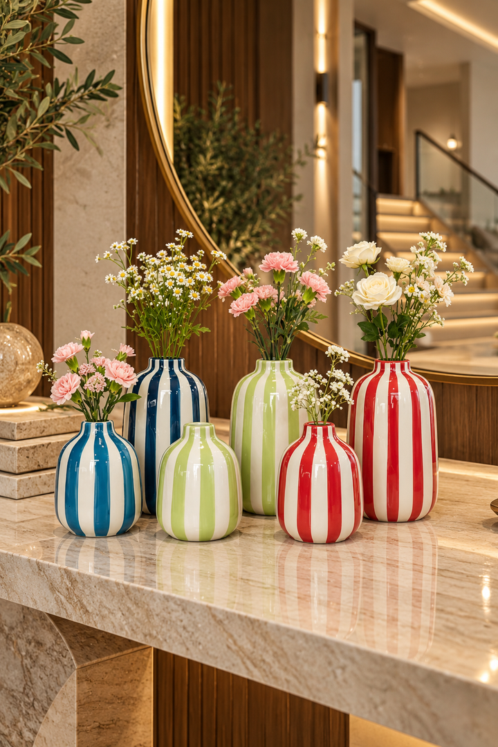 Marovelle Striped Ceramic Vase