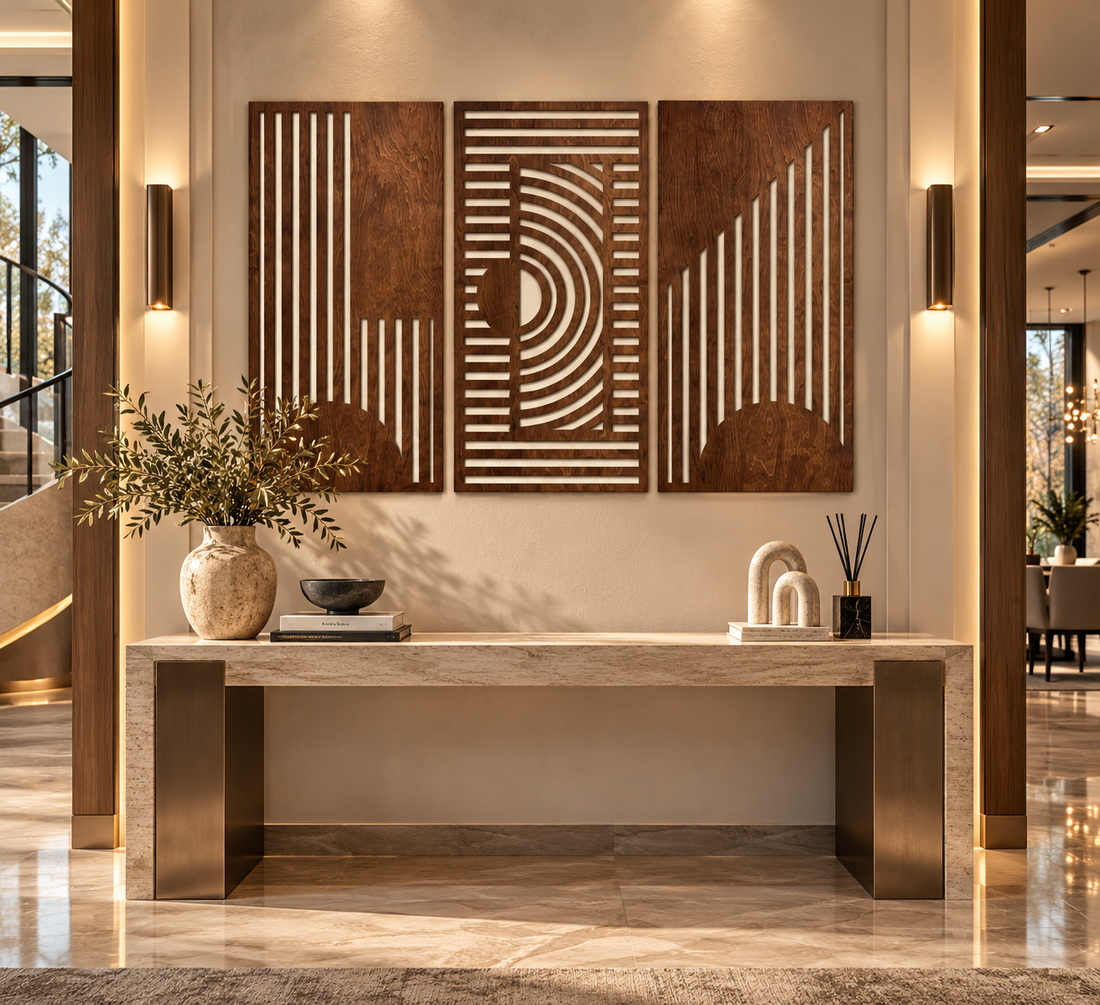3-Piece Geometric Wood Wall Art Set