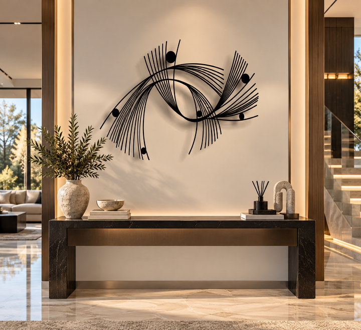 Abstract Geometric Metal Wall Art | Minimalist Linear Sculpture
