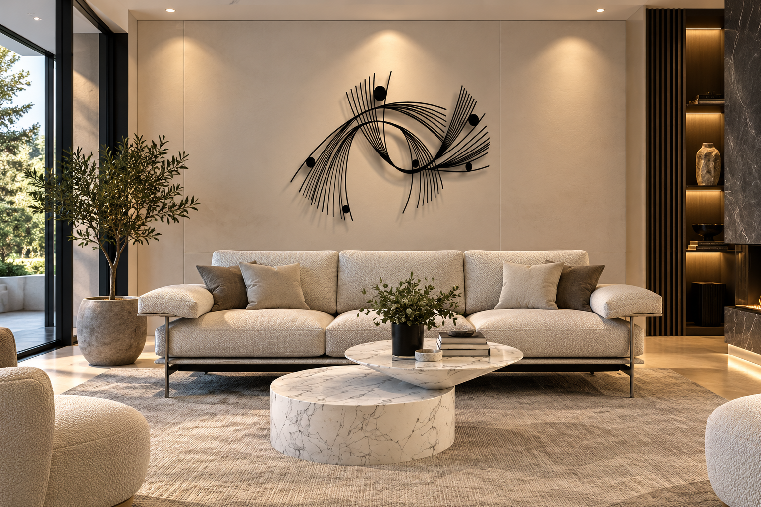 Abstract Geometric Metal Wall Art | Minimalist Linear Sculpture