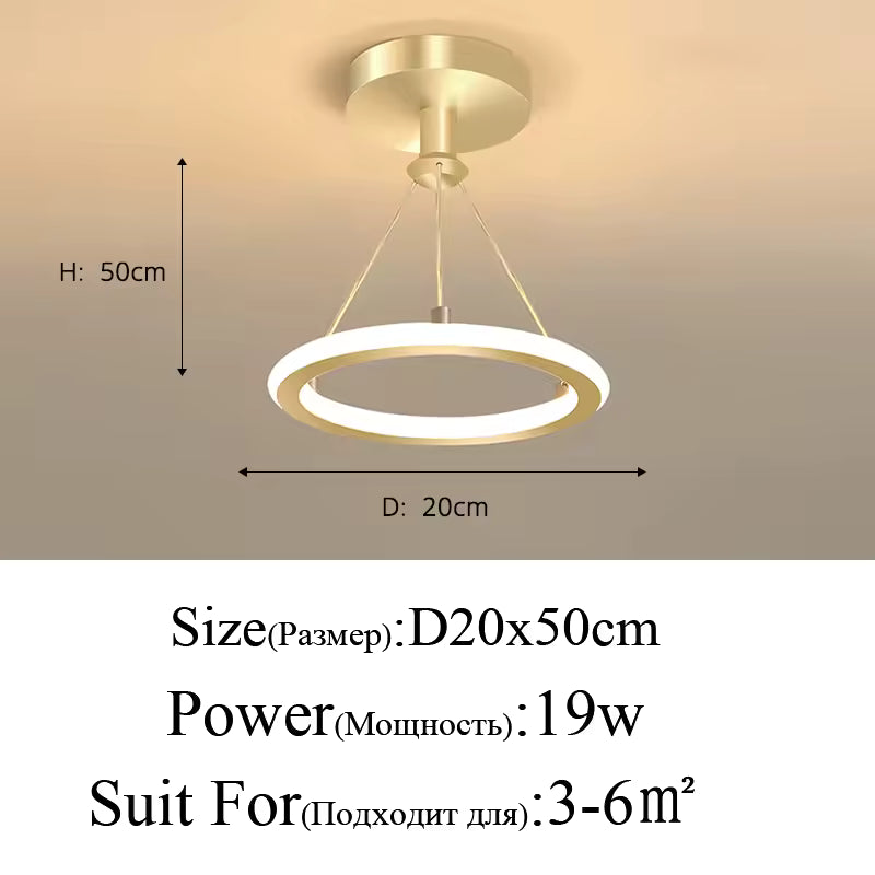 Modern LED Semi-Flush Chandelier | Black & Gold | SMD LED | 3 Color Temps | Corridor & Living Room