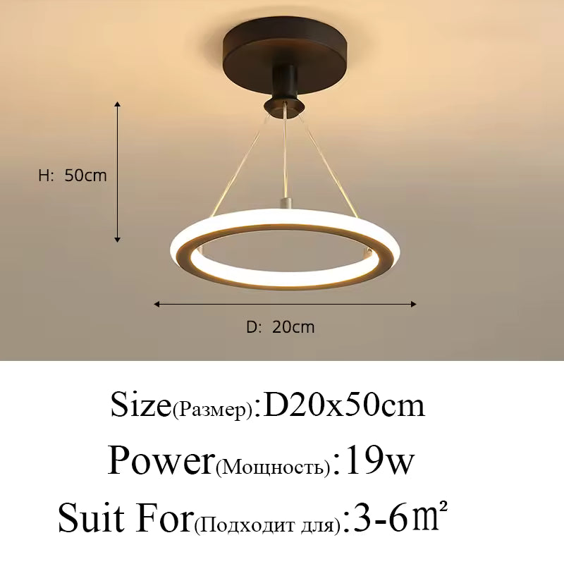 Modern LED Semi-Flush Chandelier | Black & Gold | SMD LED | 3 Color Temps | Corridor & Living Room