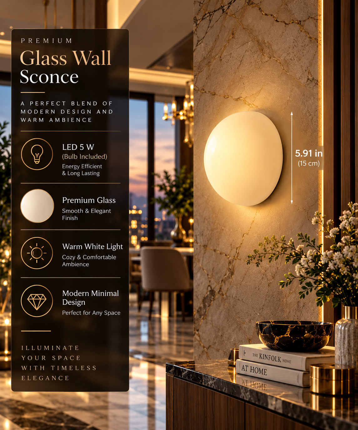 Marivelle Sconce | Luxury Marble-Style Sconce