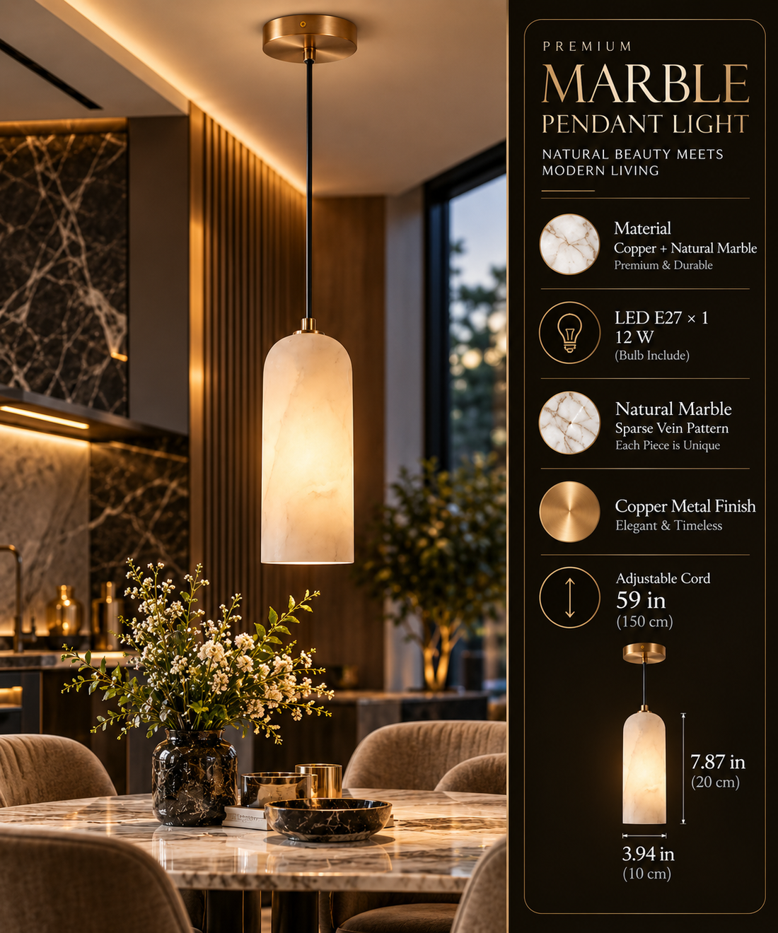 Marivelle Sconce | Luxury Marble-Style Sconce