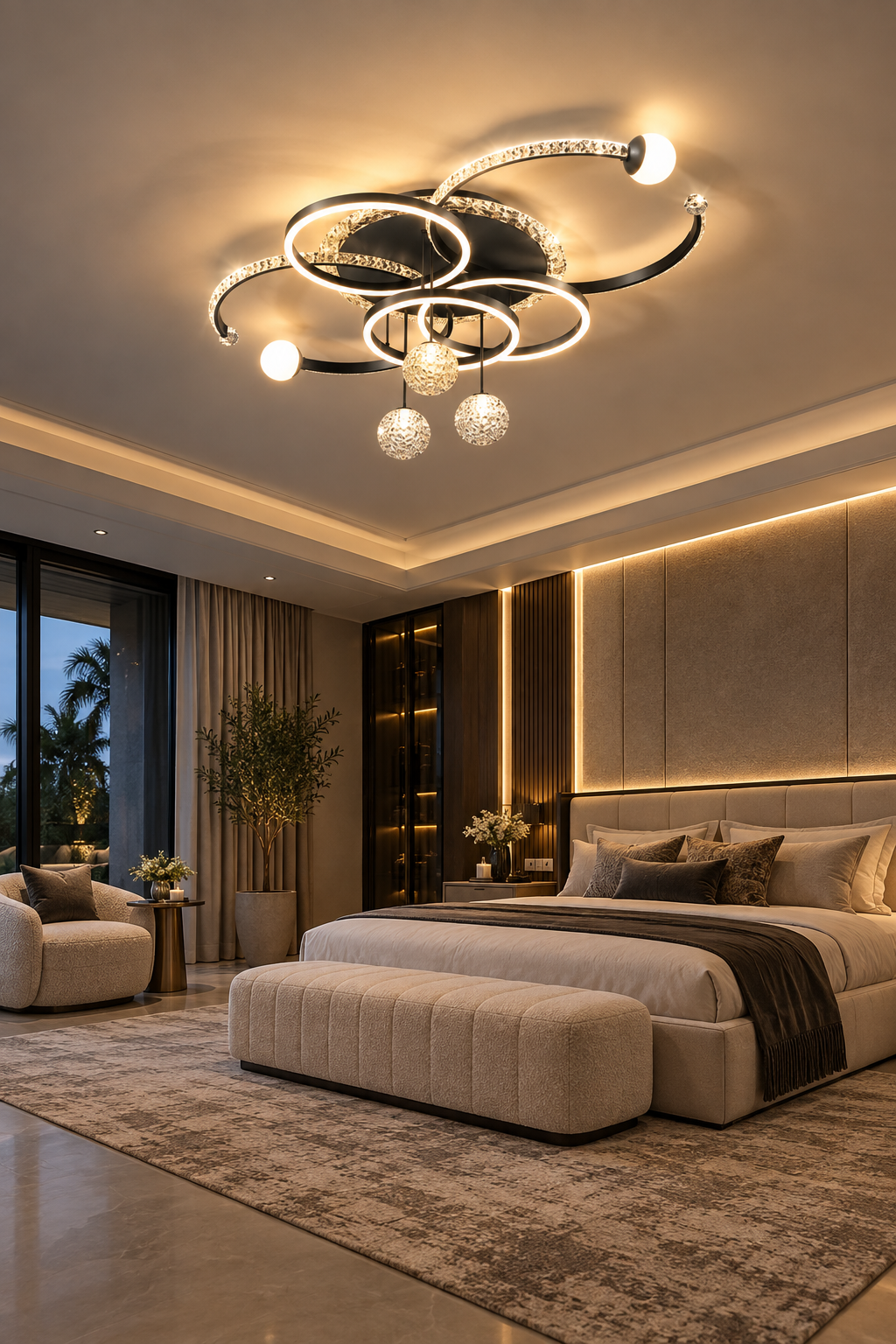 Matte Black Glossy LED Pendant Light for Kitchen & Dining