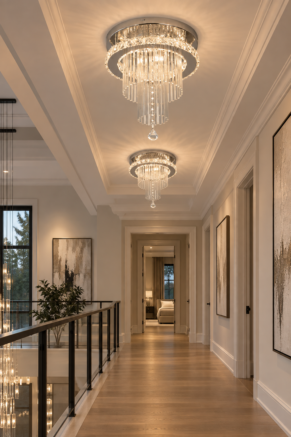 Round Crystal LED Ceiling Light | 30cm | Chrome | Dimmable | 4 Designs
