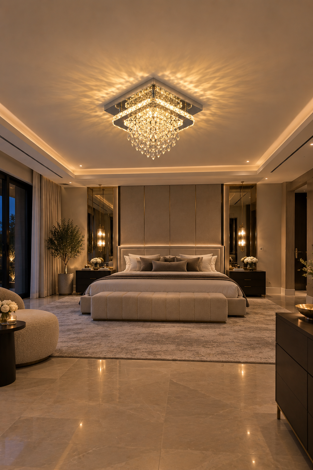 Round Crystal LED Ceiling Light | 30cm | Chrome | Dimmable | 4 Designs