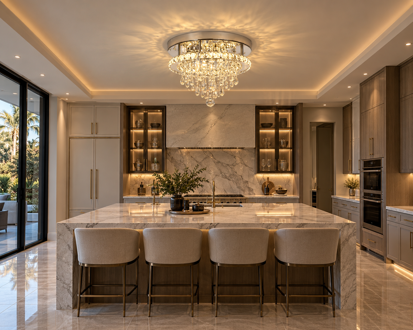 Round Crystal LED Ceiling Light | 30cm | Chrome | Dimmable | 4 Designs