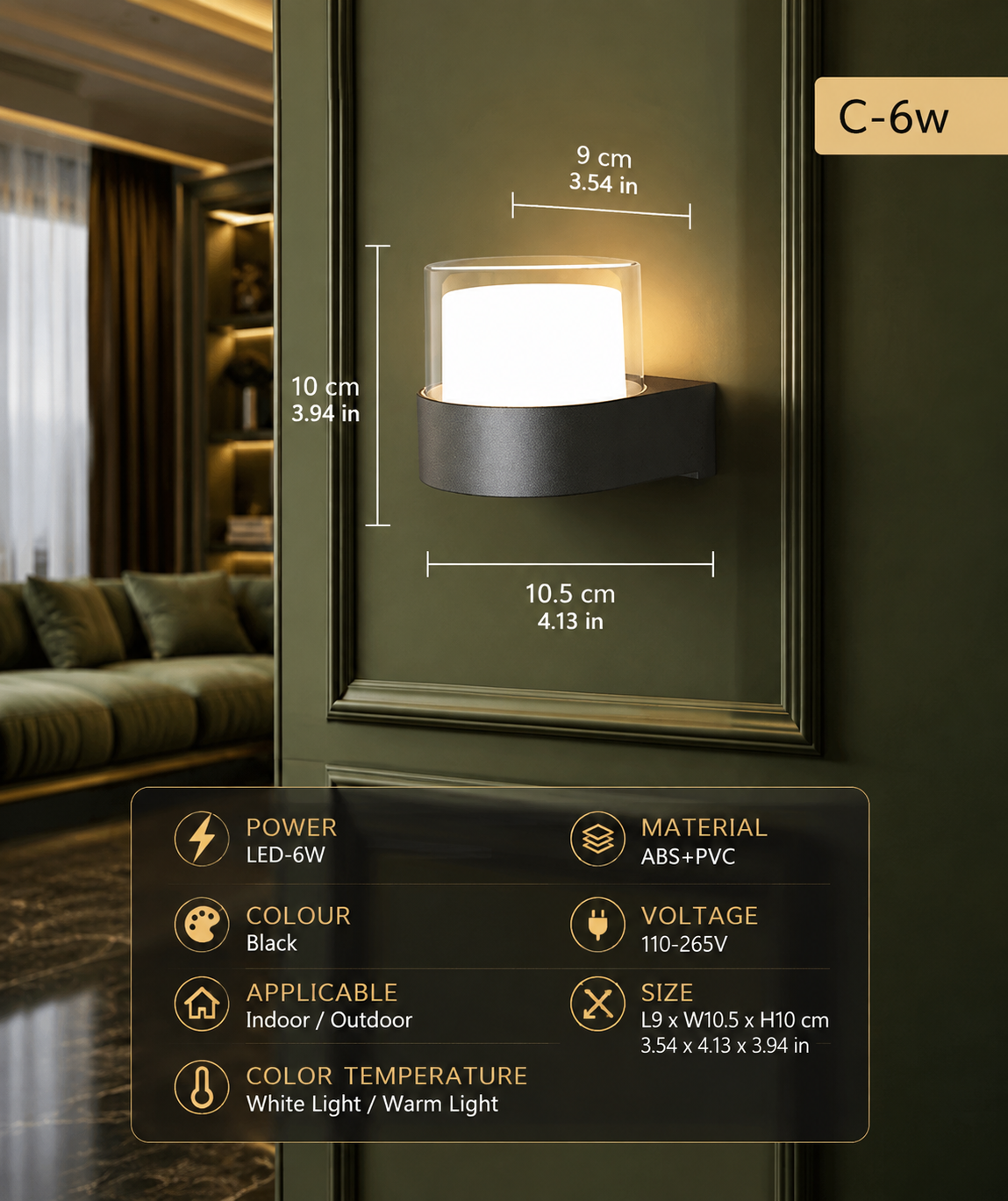LED Outdoor Wall Light – IP65 Waterproof ABS, Modern Style, 4 Models