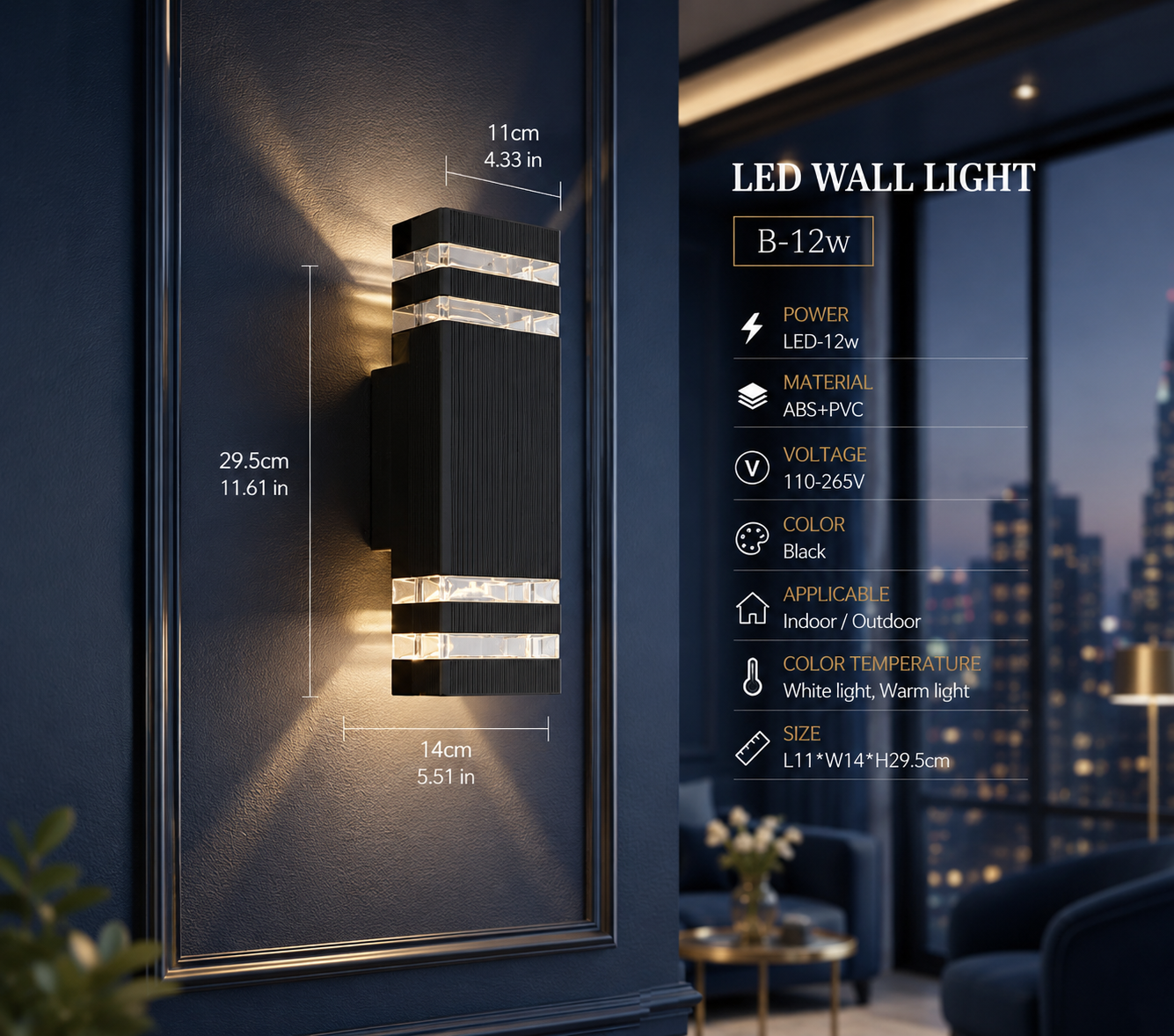 LED Outdoor Wall Light – IP65 Waterproof ABS, Modern Style, 4 Models