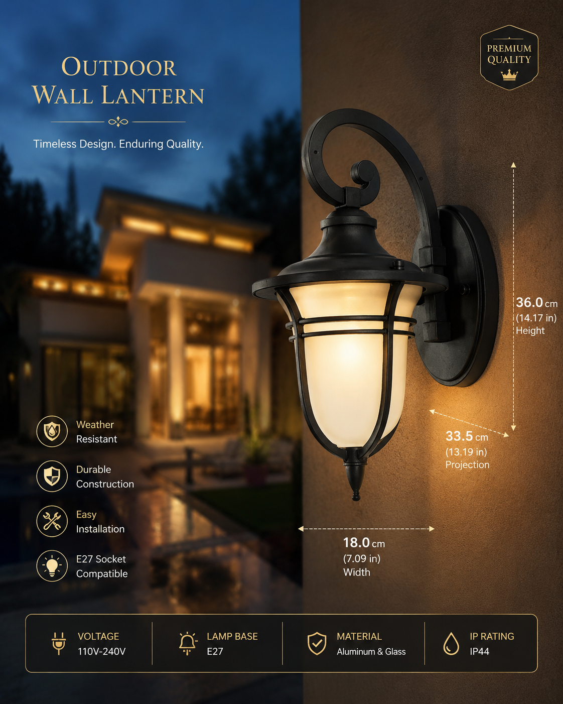 Modern Aluminum Wall Lamp | Outdoor Wall Light