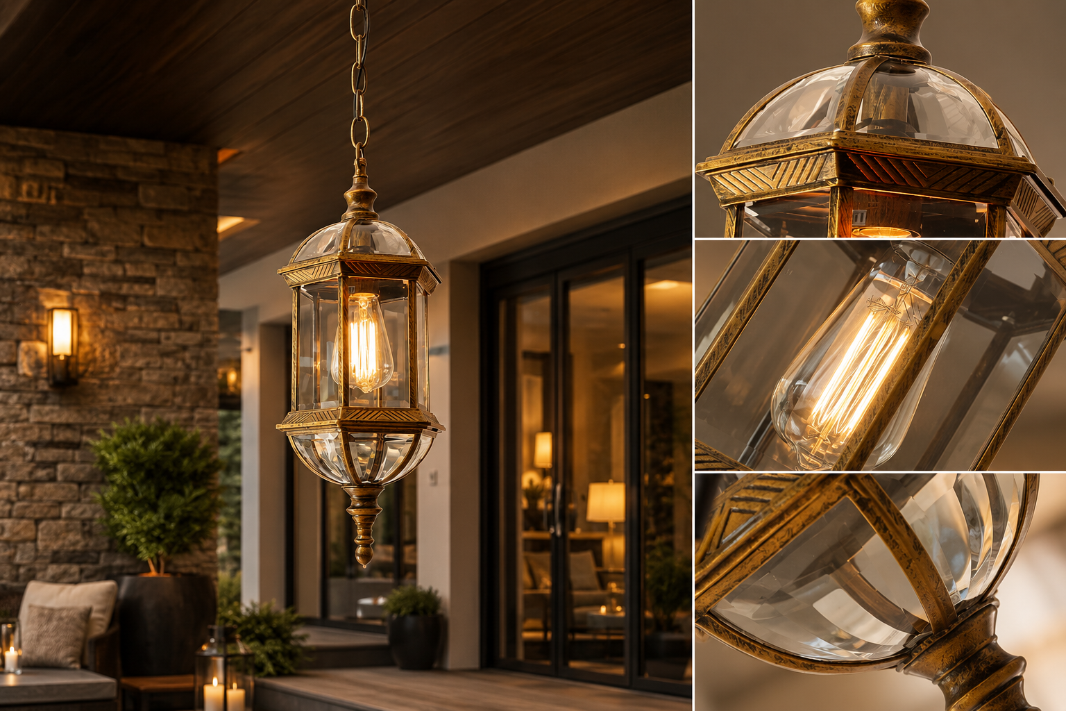 Outdoor Pendant Lantern – IP54 Aluminum & Glass