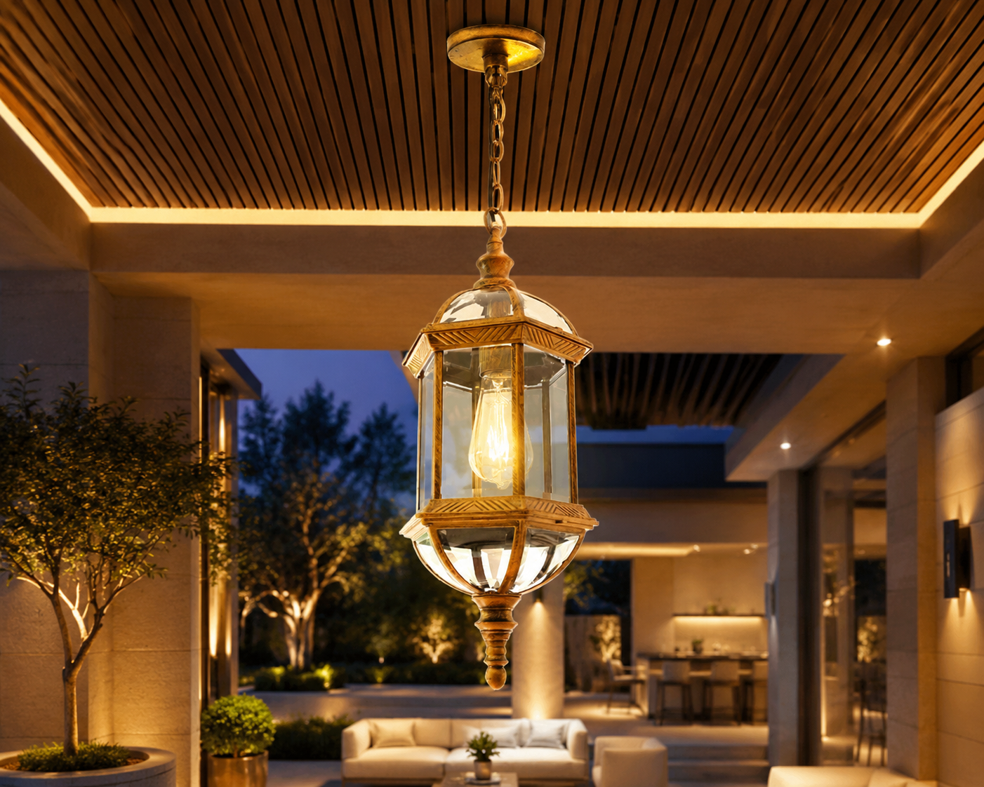 Outdoor Pendant Lantern – IP54 Aluminum & Glass
