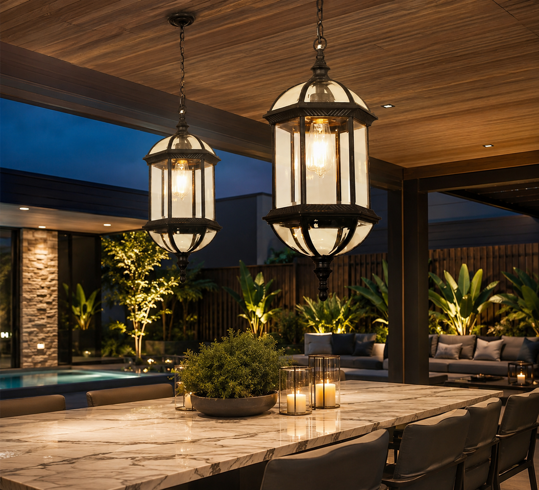 Outdoor Pendant Lantern – IP54 Aluminum & Glass