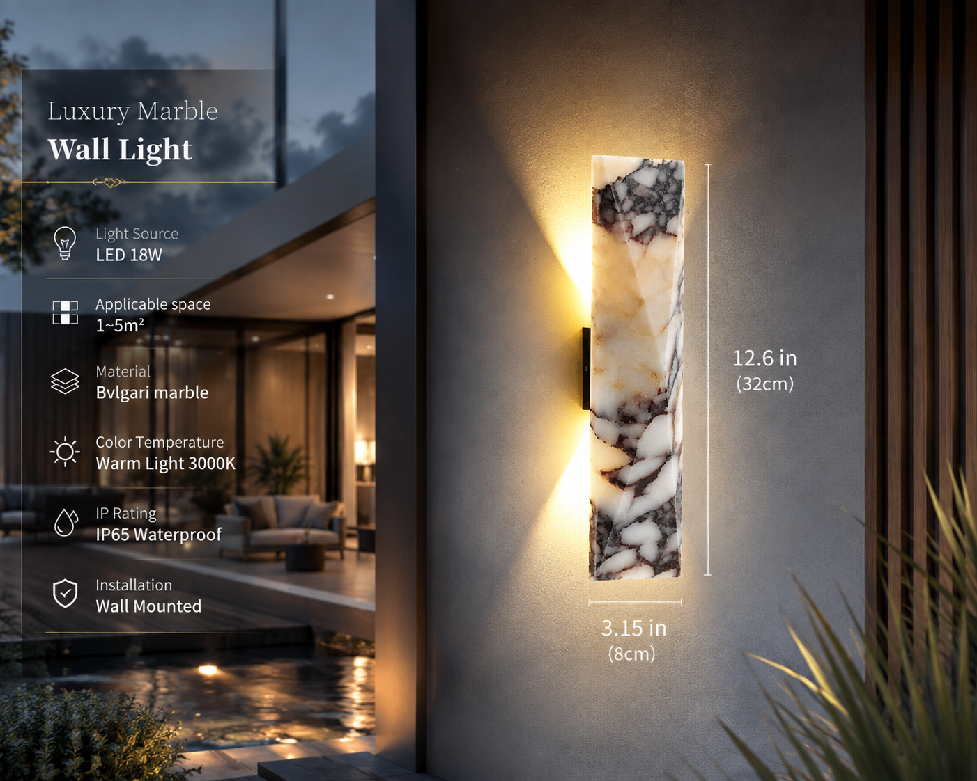 LED Outdoor Stone Wall Light