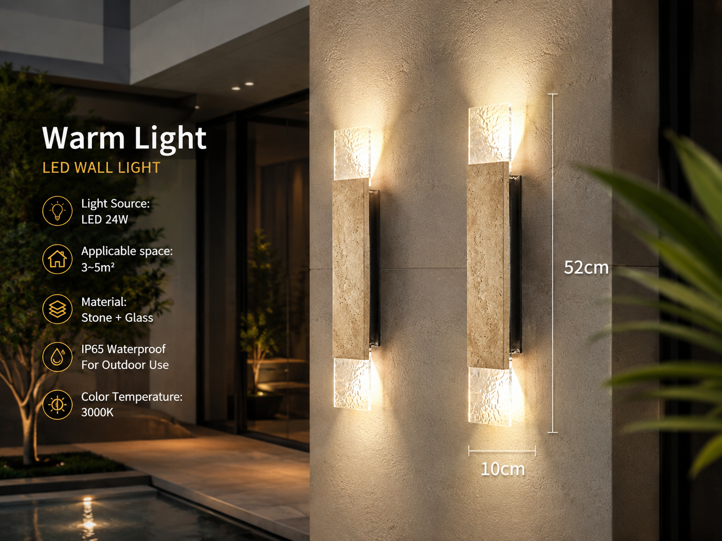 LED Stone Strip Wall Sconce