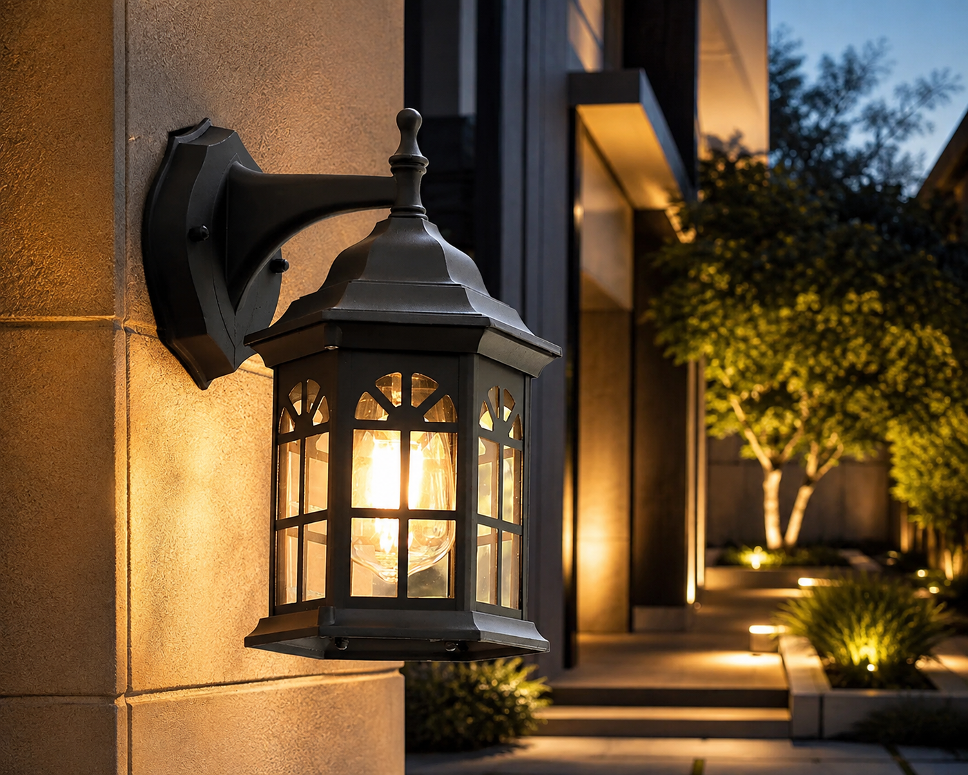 Retro Outdoor Wall Sconce – E27 IP54 Aluminum & Glass