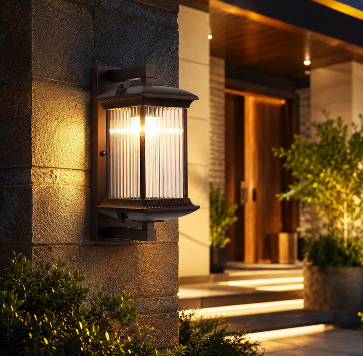 Aluminum & Glass Outdoor Wall Lamp