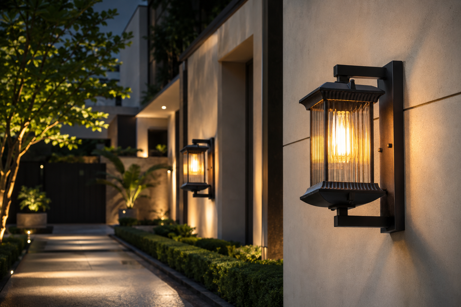 Aluminum & Glass Outdoor Wall Lamp