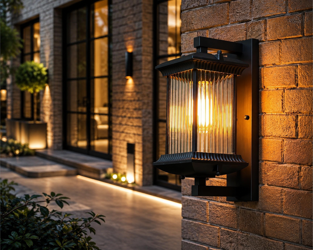 Aluminum & Glass Outdoor Wall Lamp