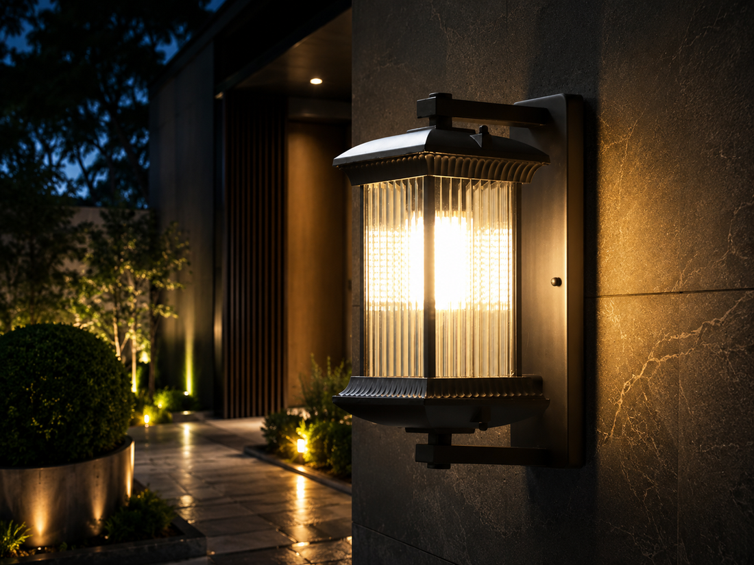 Aluminum & Glass Outdoor Wall Lamp