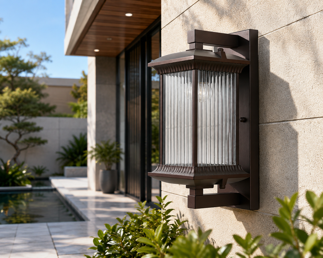 Aluminum & Glass Outdoor Wall Lamp