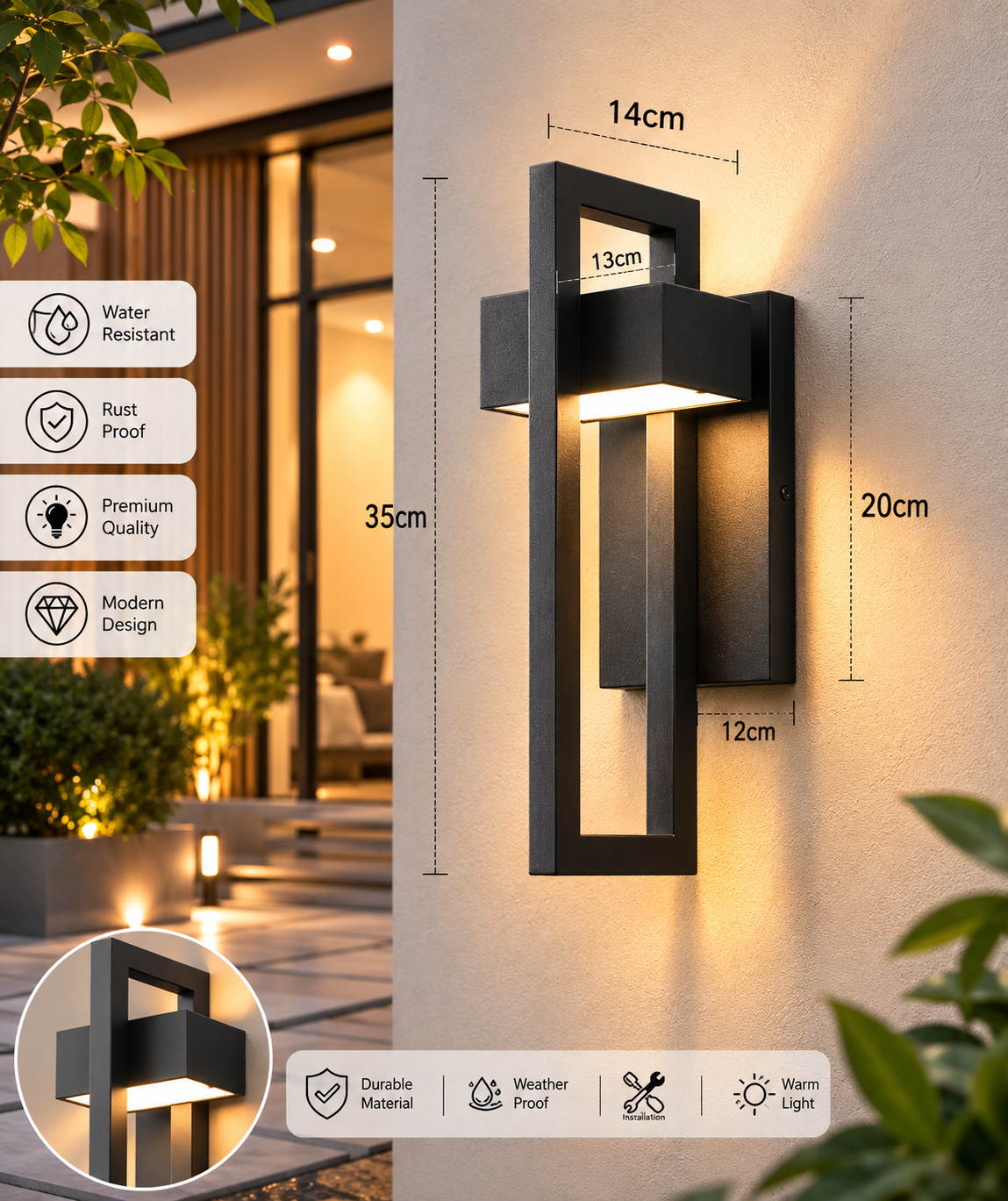 Waterproof Vintage Outdoor LED Wall Light