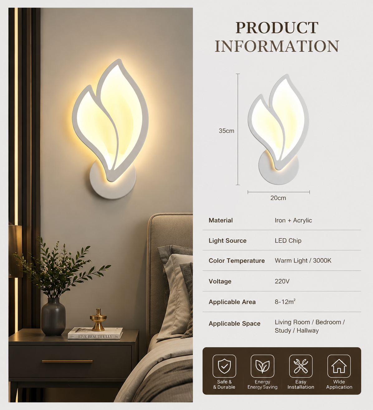 Modern Leaf LED Wall Sconce