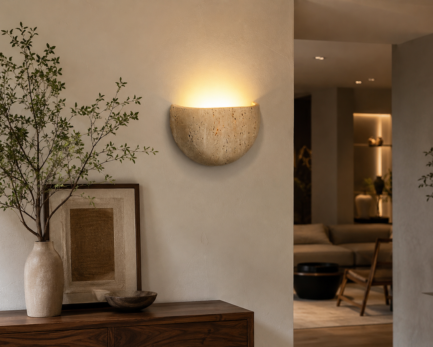 Wabi-Sabi Stone Wall Lamp