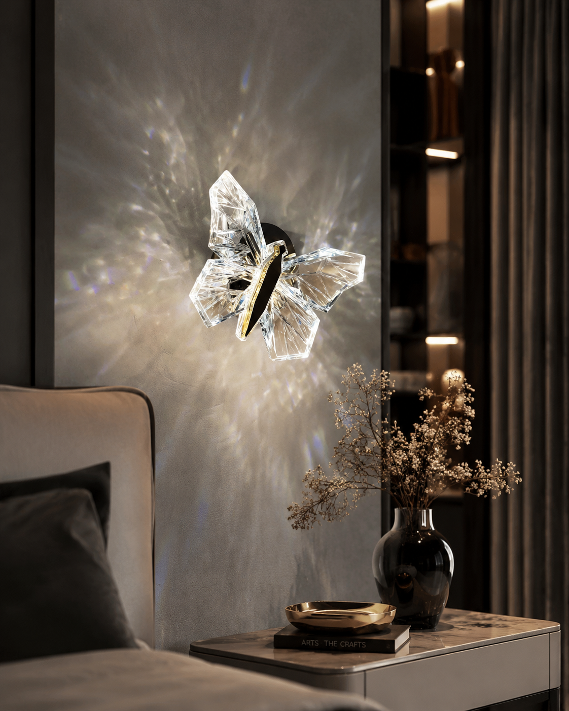 LED Butterfly Wall Sconce with 360° Rotation