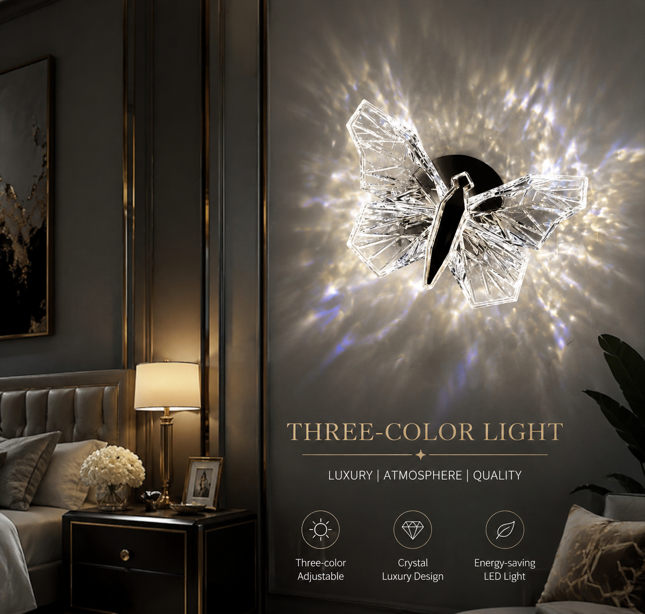 LED Butterfly Wall Sconce with 360° Rotation