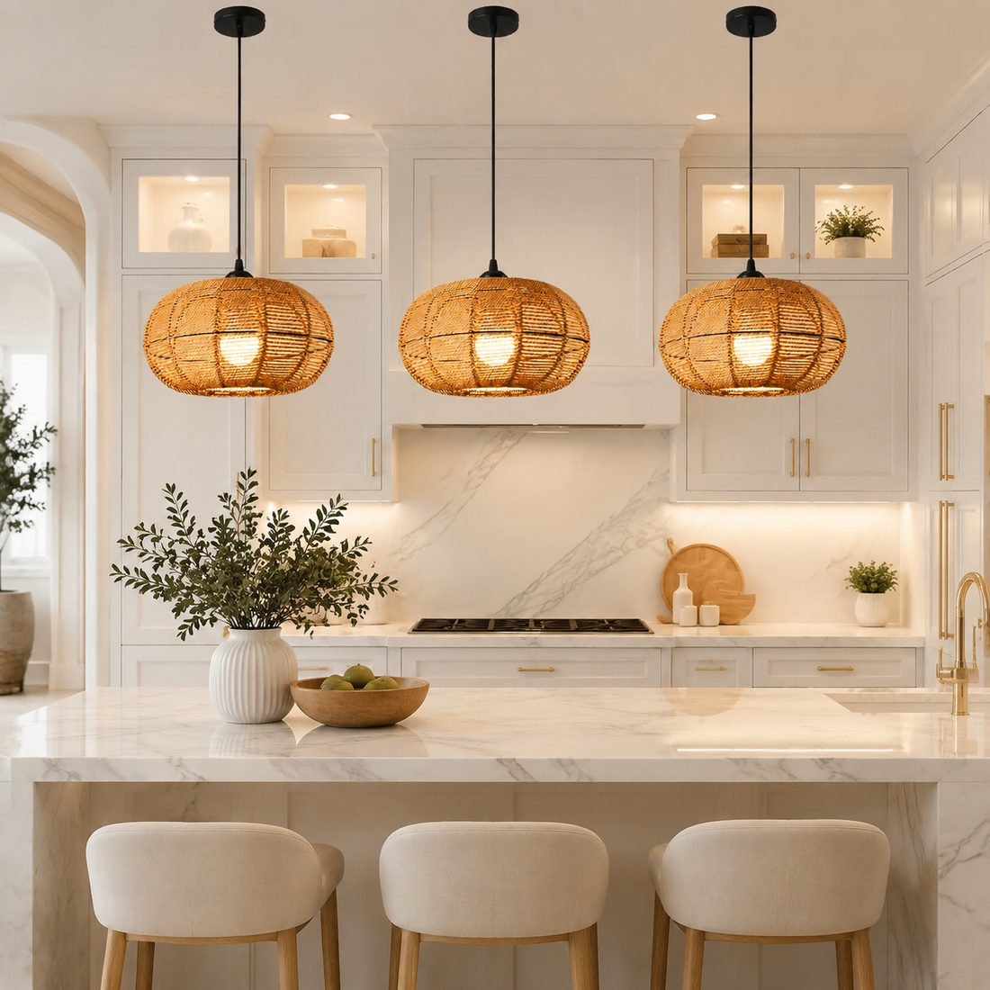 Boho Woven Rattan Pendant Light