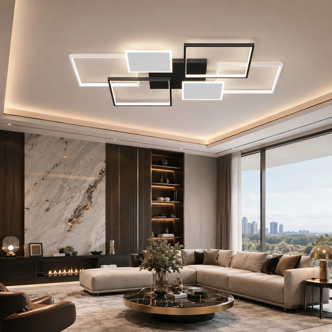 Sleek LED Pendant Chandelier for Living Room & Bedroom
