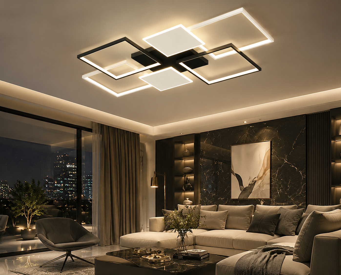 Sleek LED Pendant Chandelier for Living Room & Bedroom