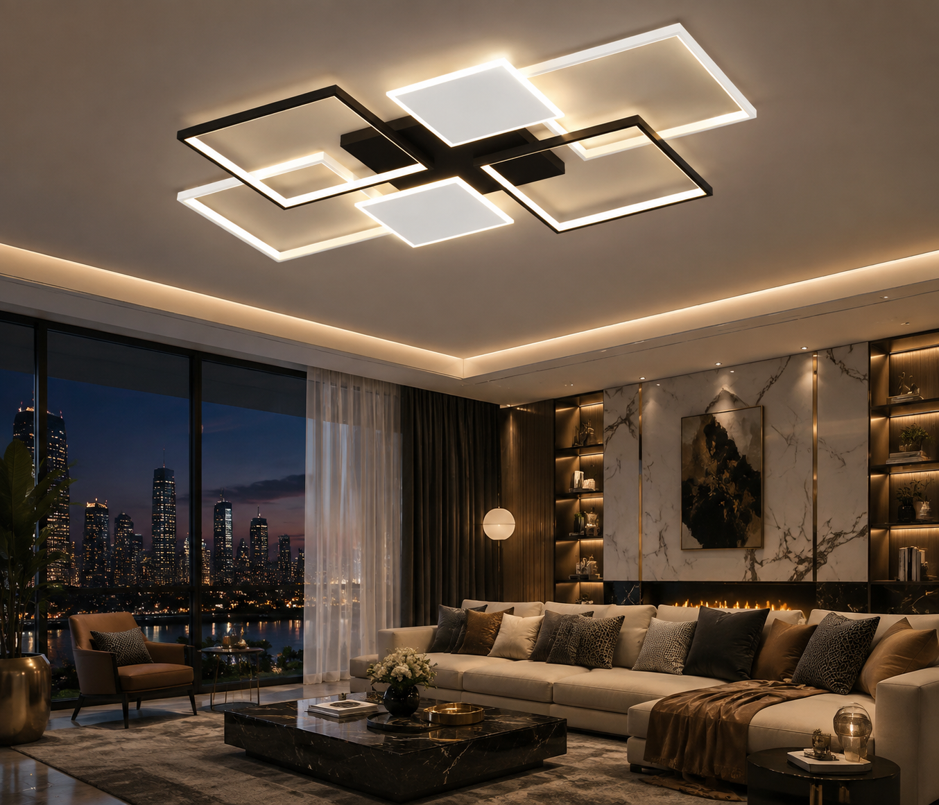 Sleek LED Pendant Chandelier for Living Room & Bedroom