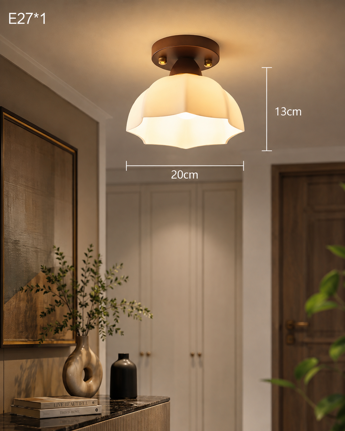 Vintage Glass Flush Mount Ceiling Light