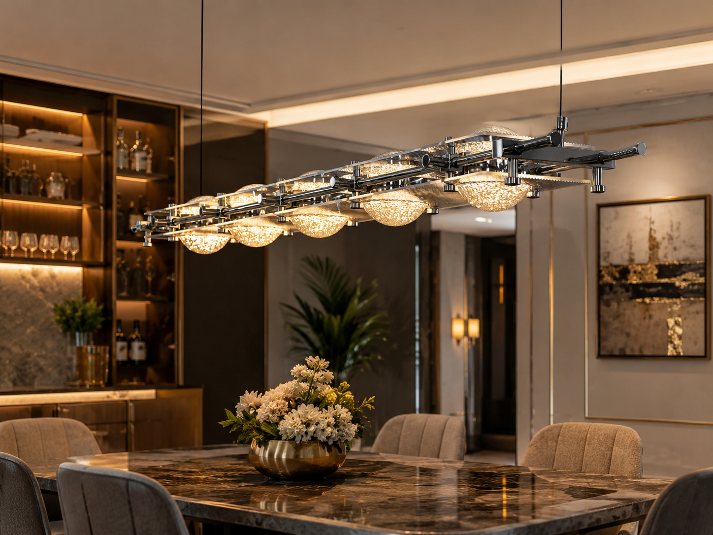 Luxury LED Pendant Chandelier – Modern Ceiling Light, 3/4/5 Heads