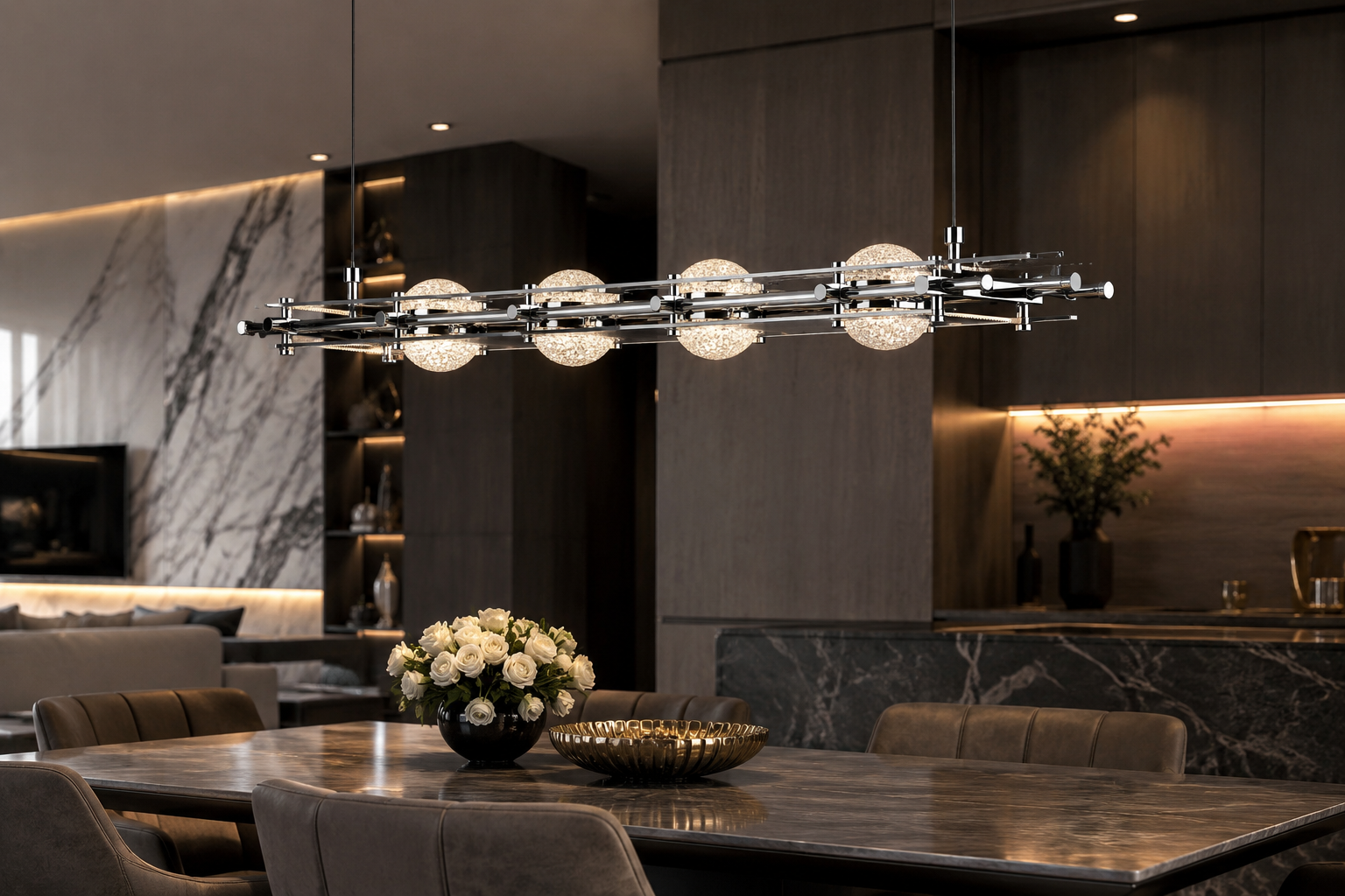 Luxury LED Pendant Chandelier – Modern Ceiling Light, 3/4/5 Heads