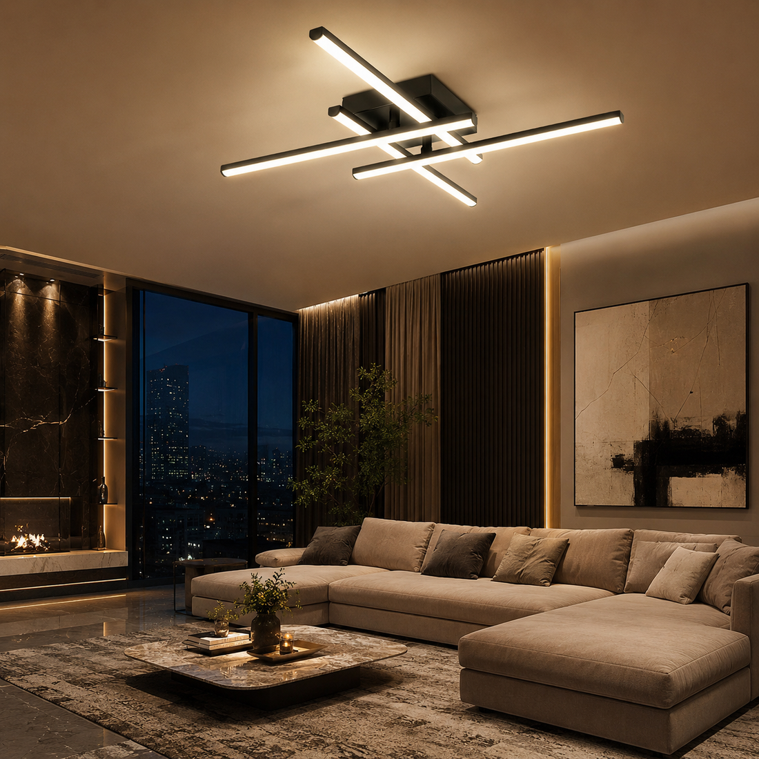 Sleek Black LED Ceiling Light