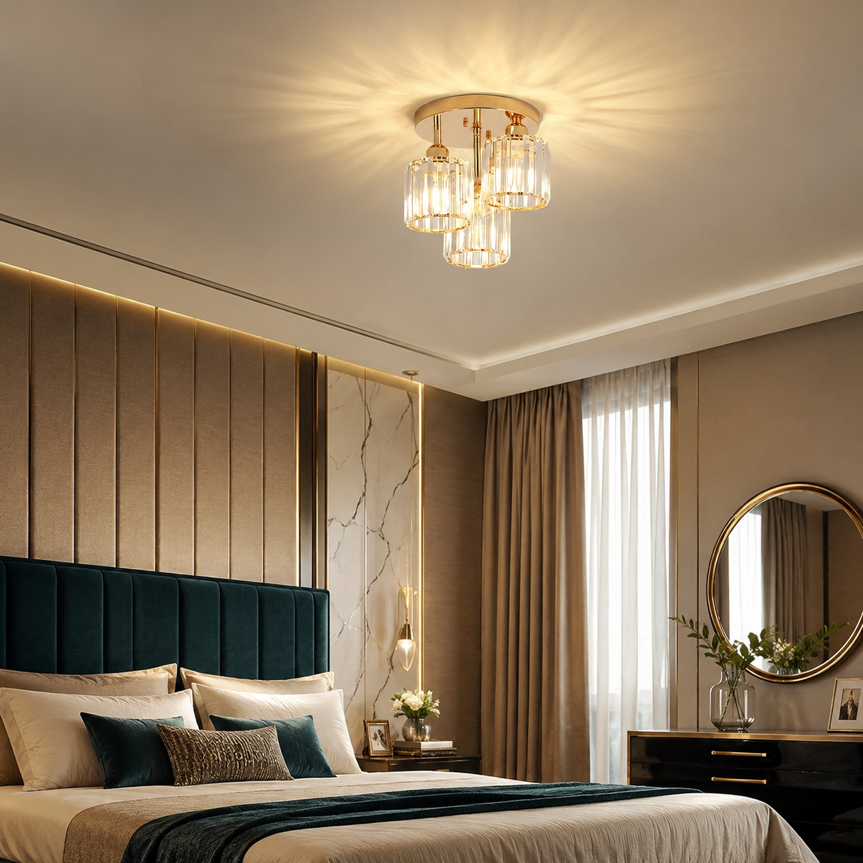 Gold Crystal 3-Light Chandelier