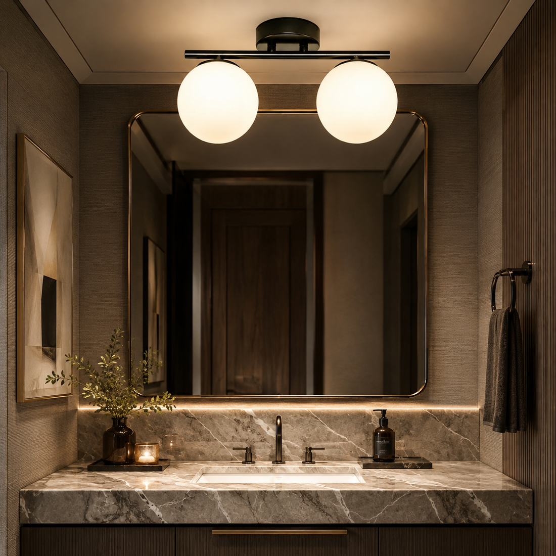 Modern Glass & Iron Ceiling Light with G9 Base