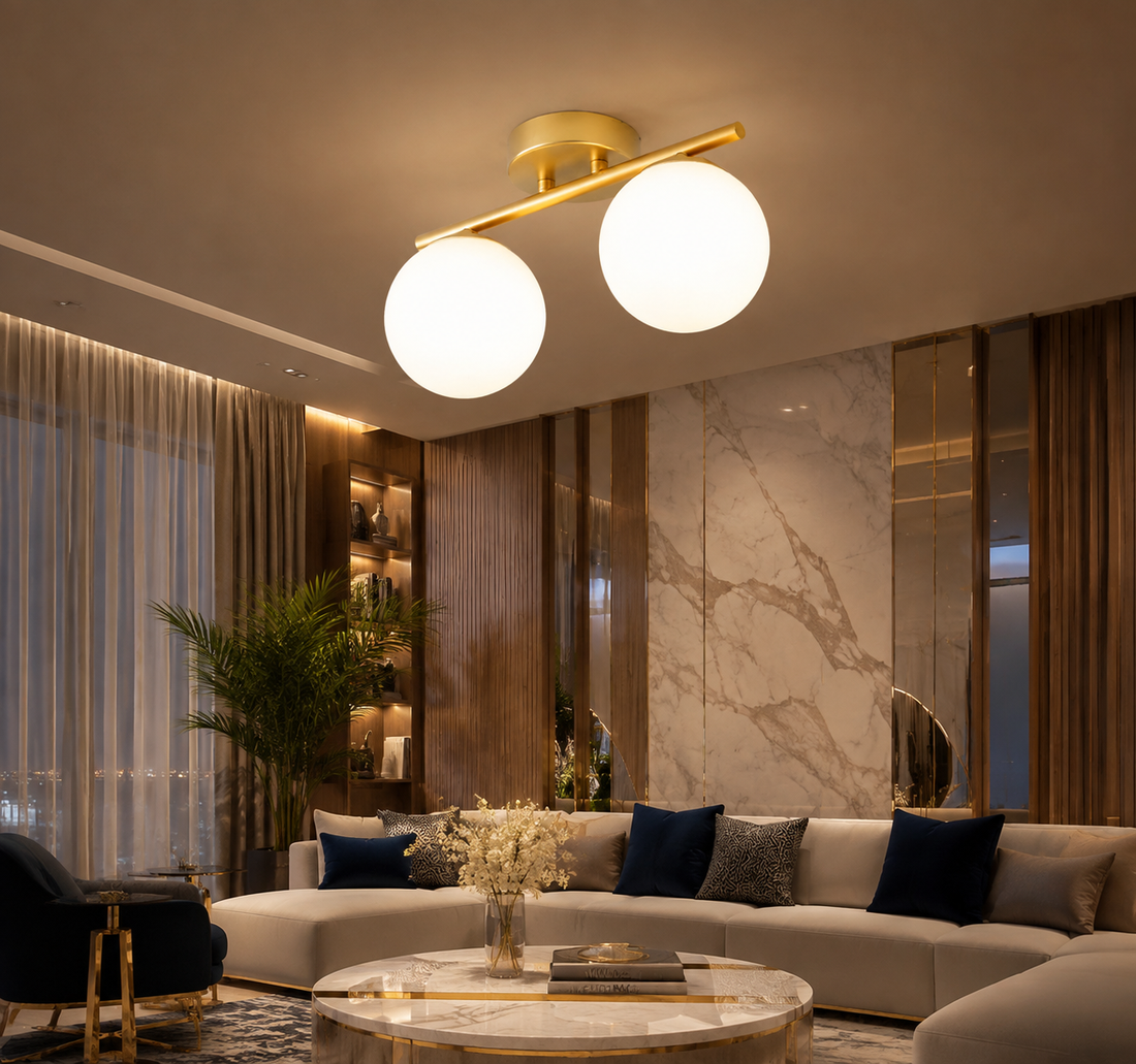 Modern Glass & Iron Ceiling Light with G9 Base