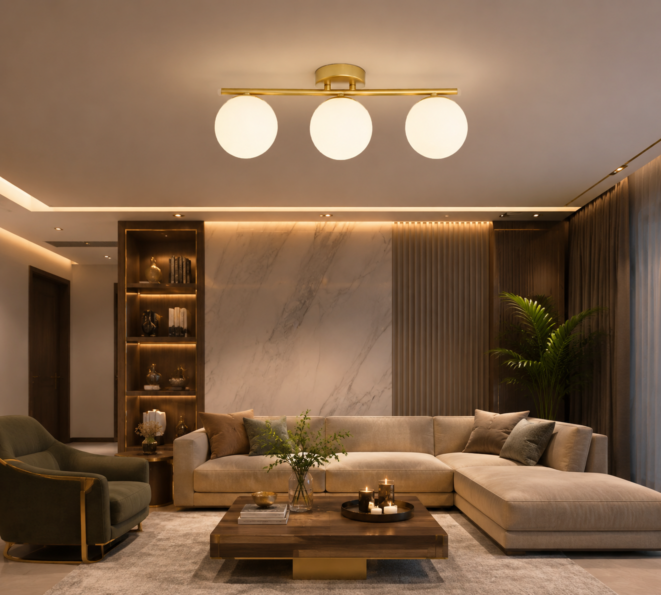 Modern Glass & Iron Ceiling Light with G9 Base