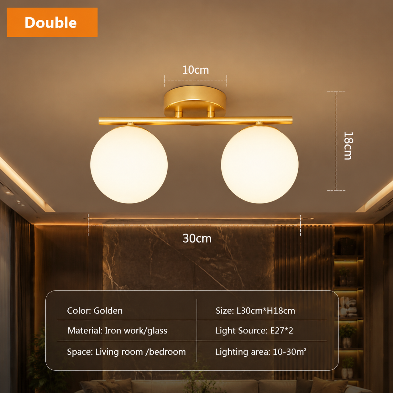 Modern Glass & Iron Ceiling Light with G9 Base