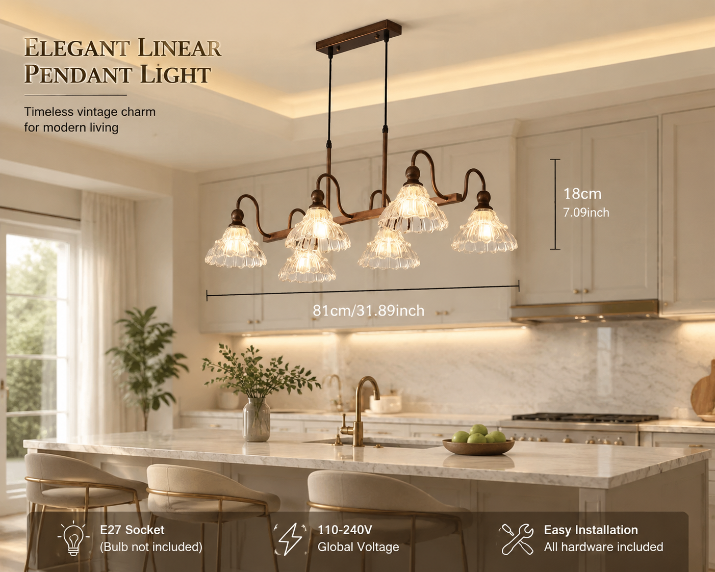 French Retro Glass Chandelier