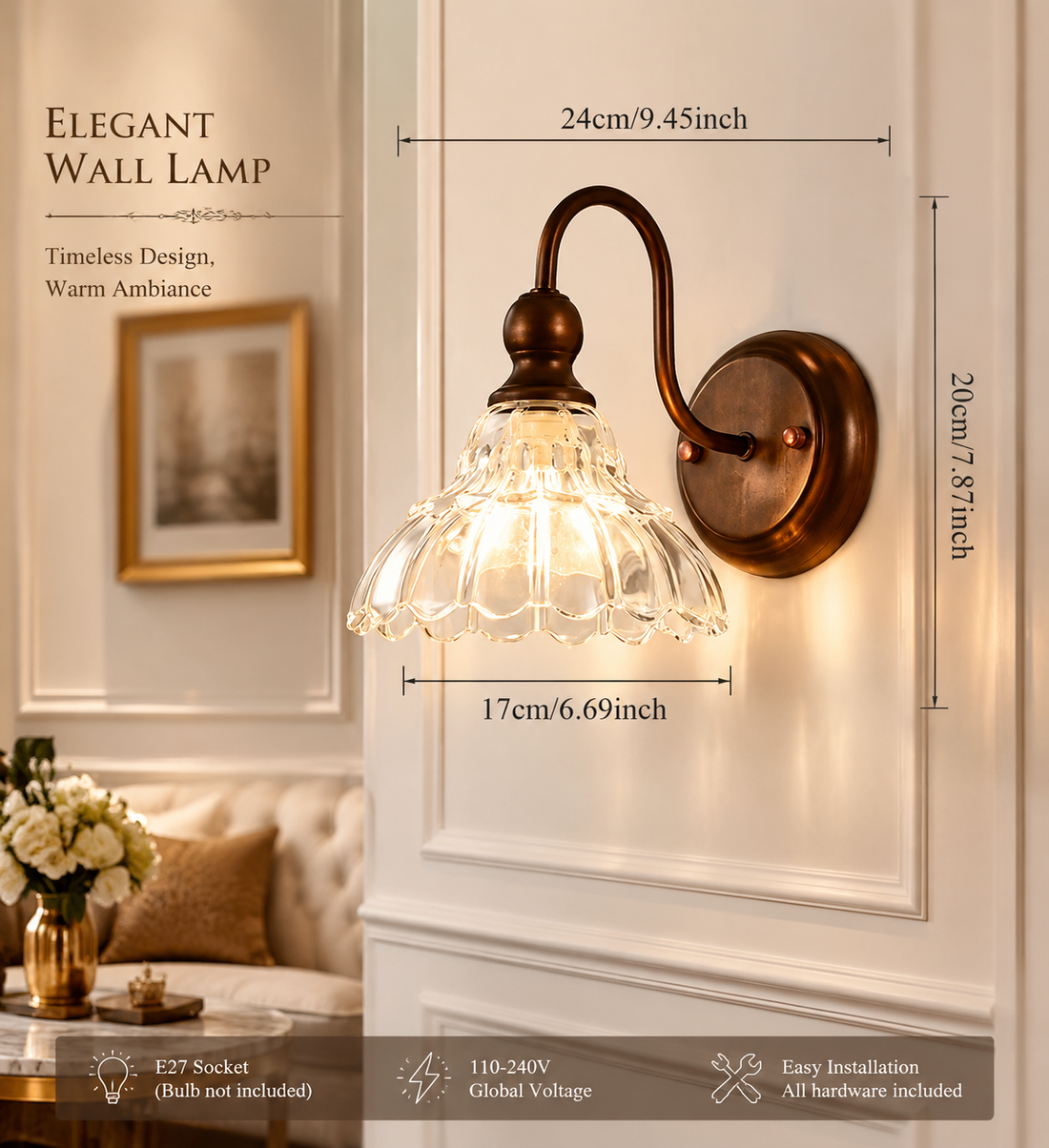 French Retro Glass Chandelier