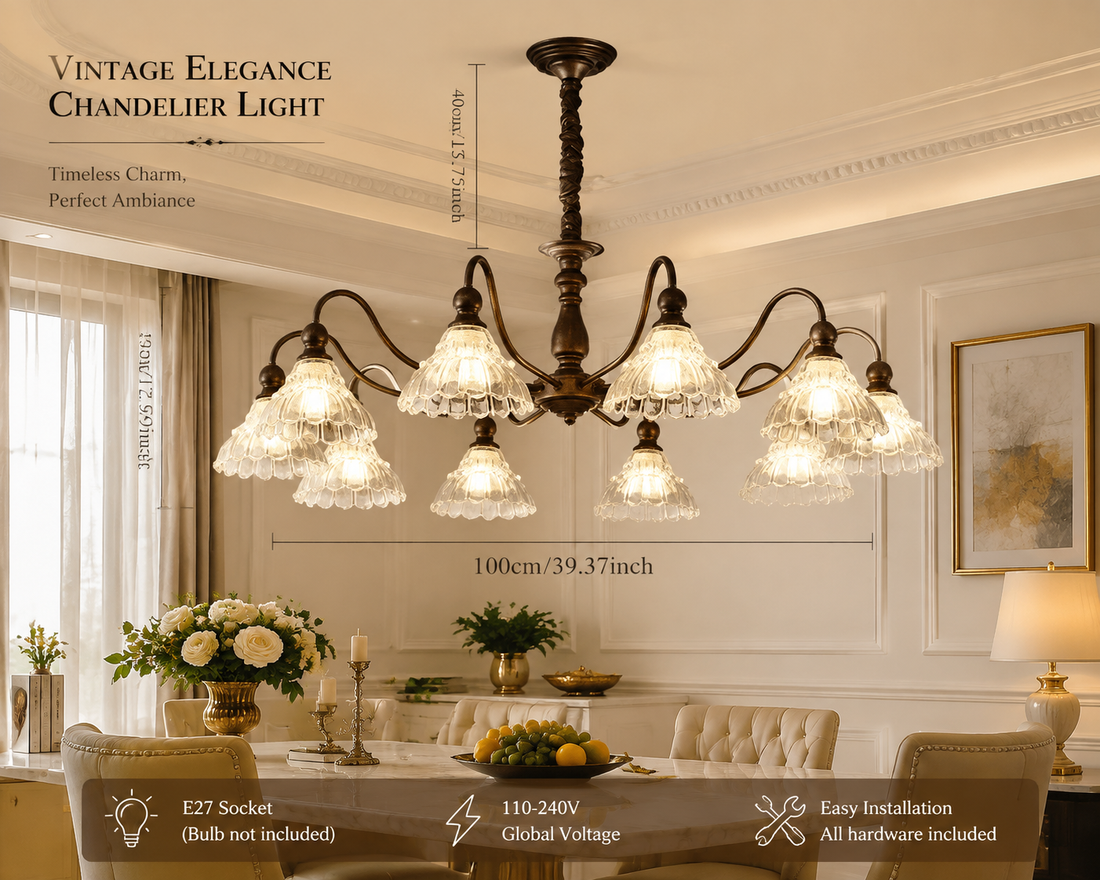 French Retro Glass Chandelier